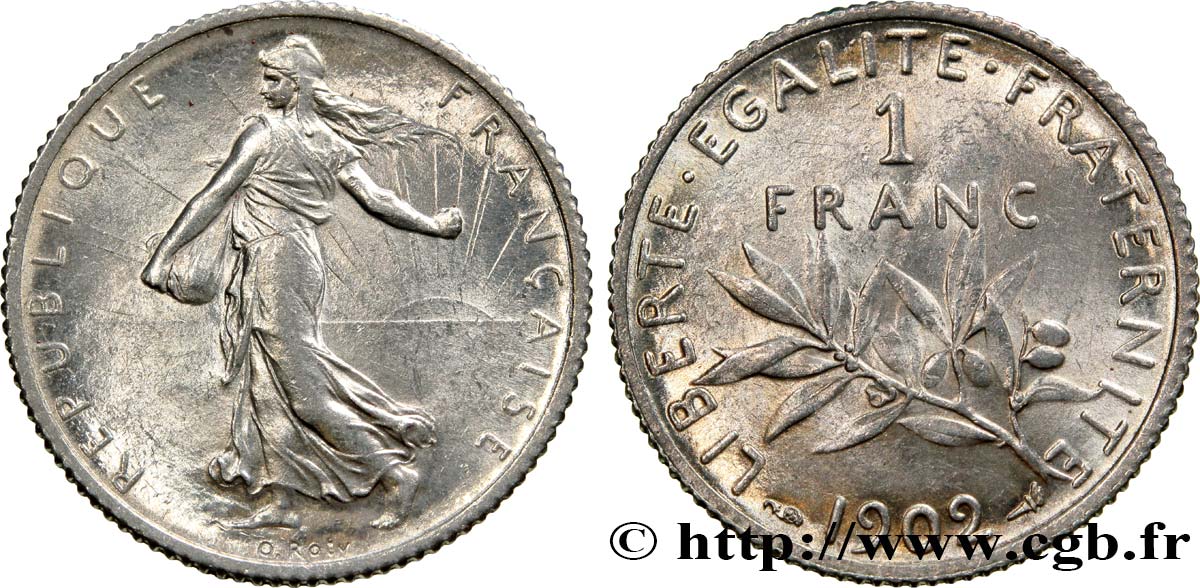 1 franc Semeuse 1902 Paris F.217/7 MS62 