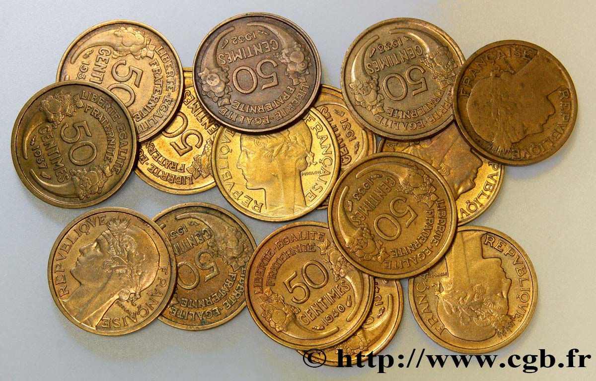 Lot de 15 pièces de 50 centimes Morlon - - F.192/- BC/MBC+ 