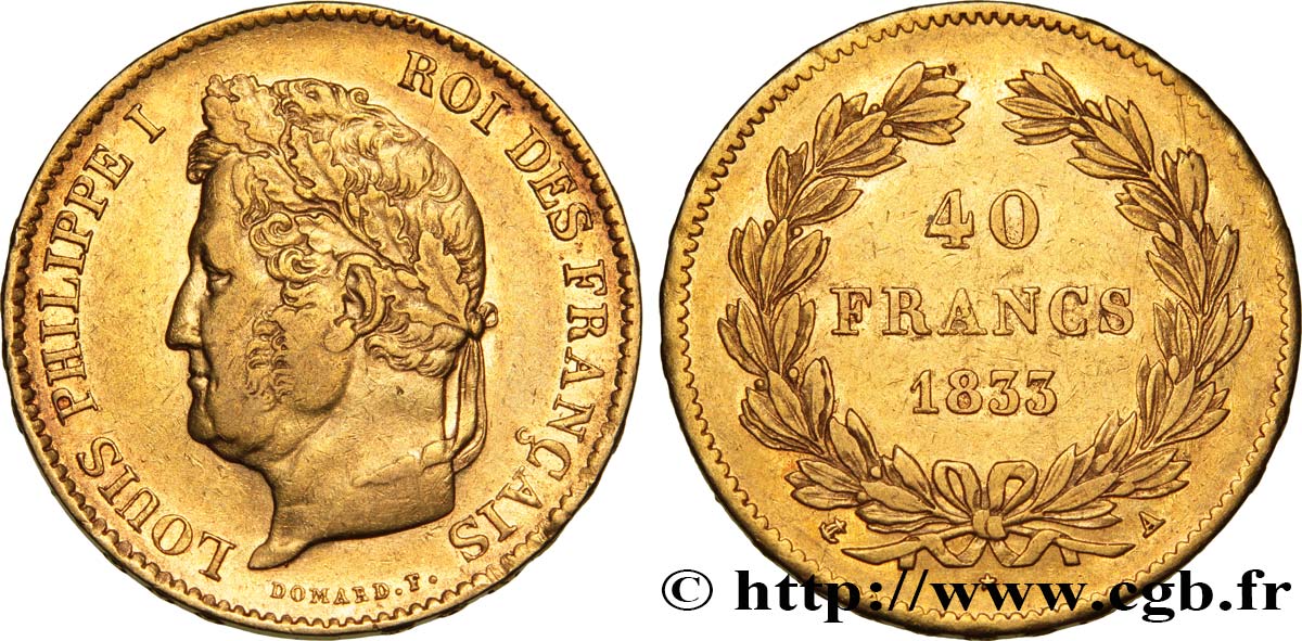 40 francs or Louis-Philippe 1833 Paris F.546/5 TTB48 