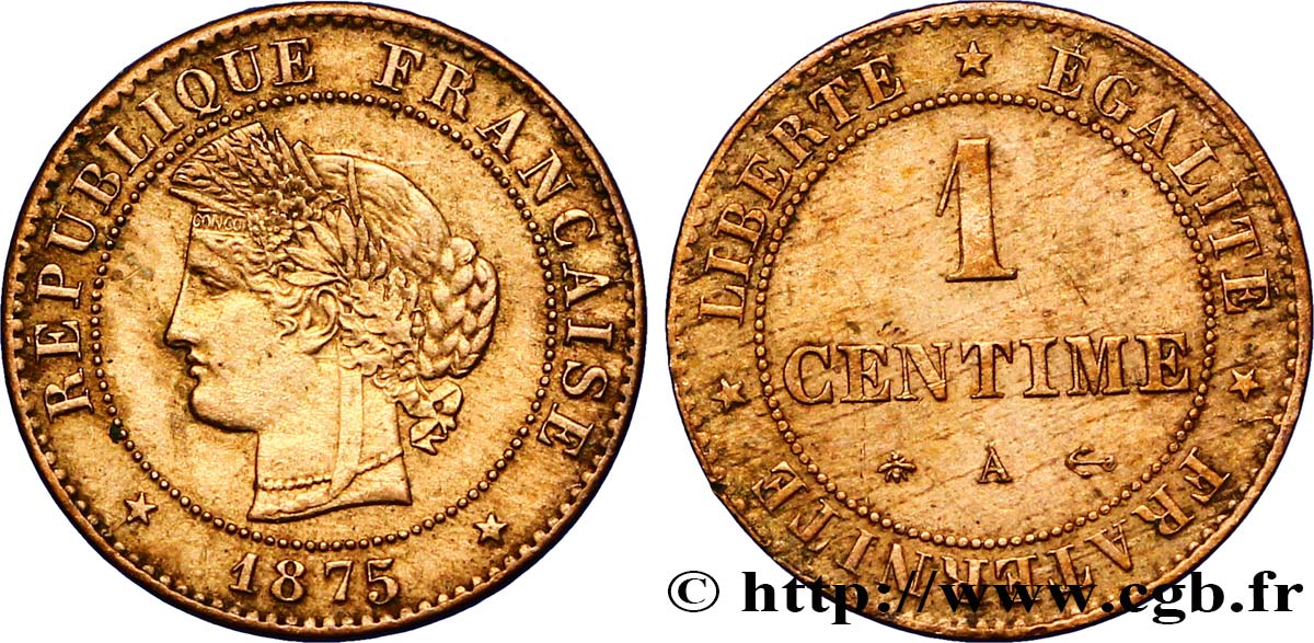 1 centime Cérès 1875 Paris F.104/4 MBC48 