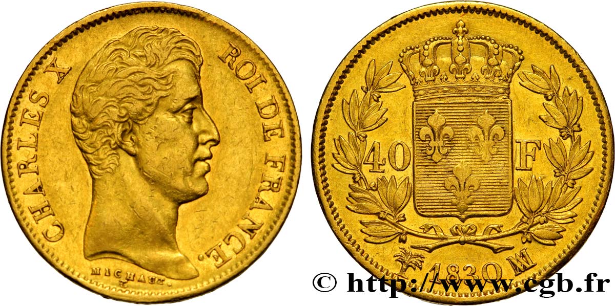 40 francs or Charles X, 2e type 1830 Marseille F.544/6 TTB45 