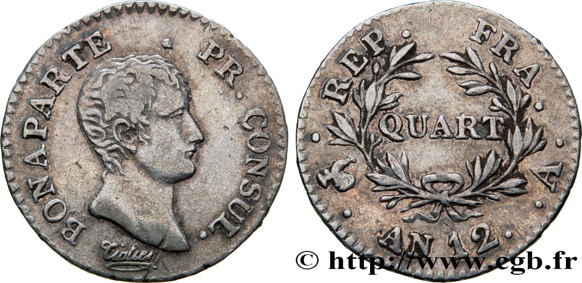 Quart (de franc) Bonaparte Premier Consul 1804 Paris F.157/1 TTB40 