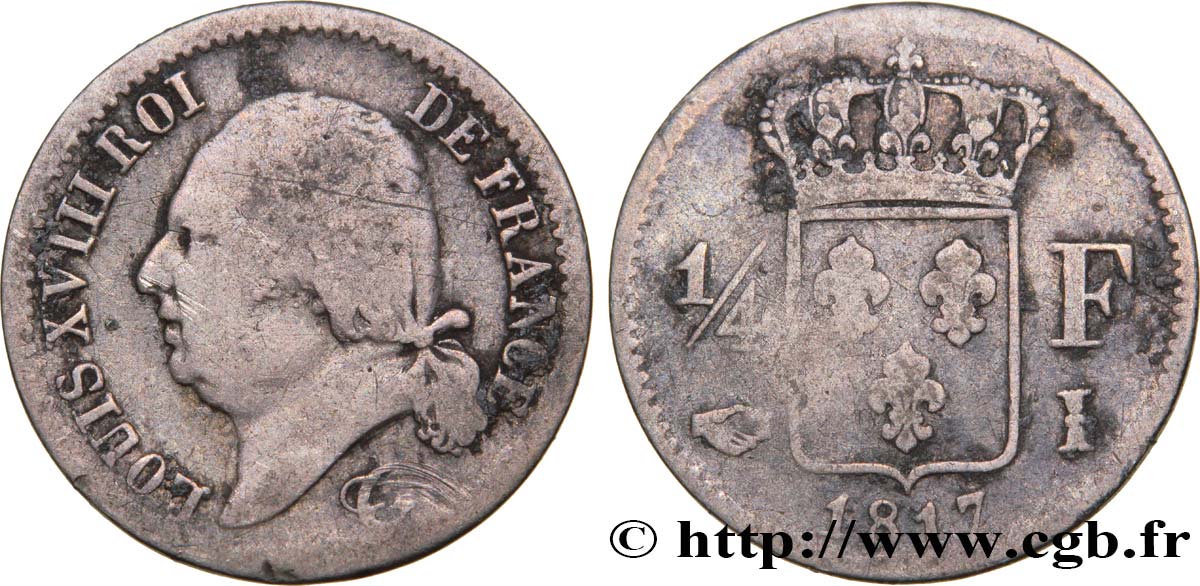 1/4 franc Louis XVIII 1817 Limoges F.163/5 S15 