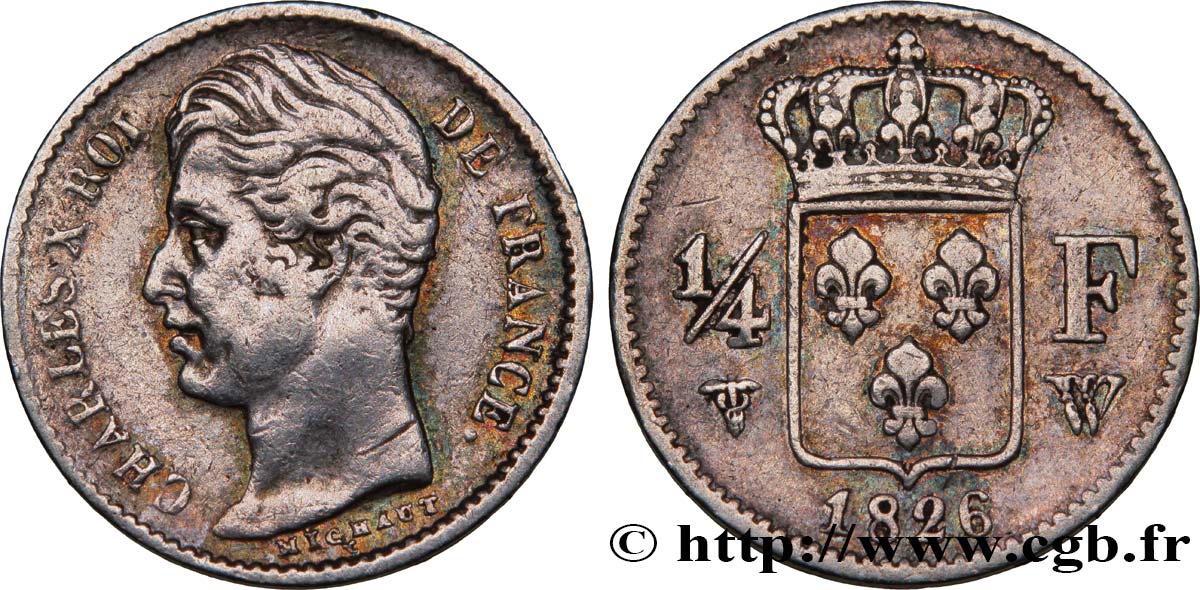 1/4 franc Charles X 1826 Lille F.164/9 S35 