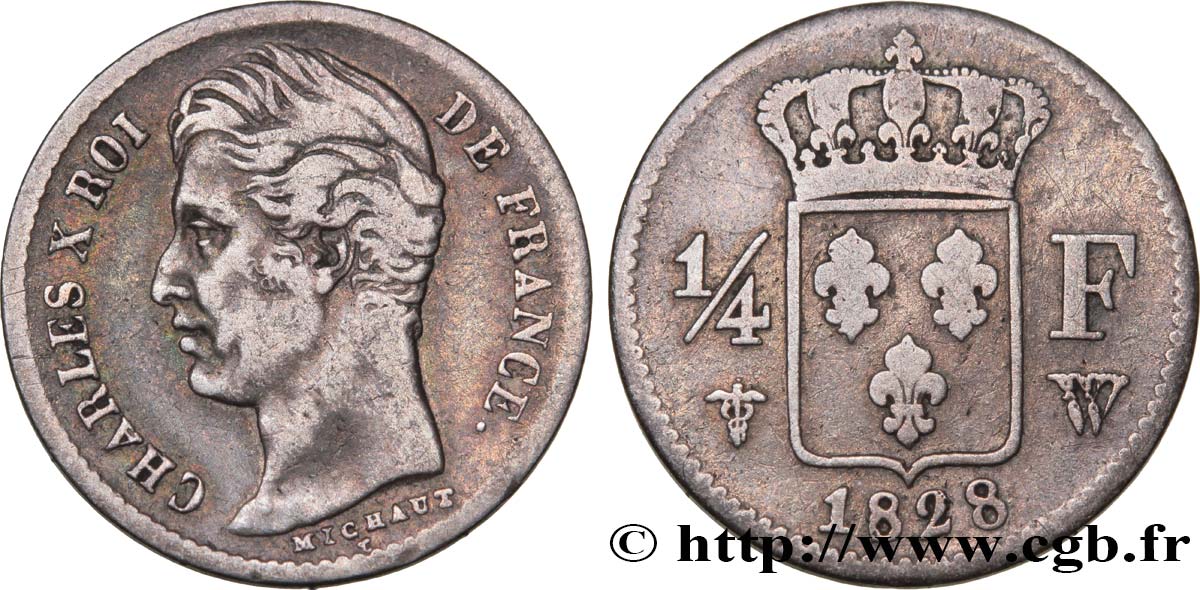 1/4 franc Charles X 1828 Lille F.164/28 BC25 