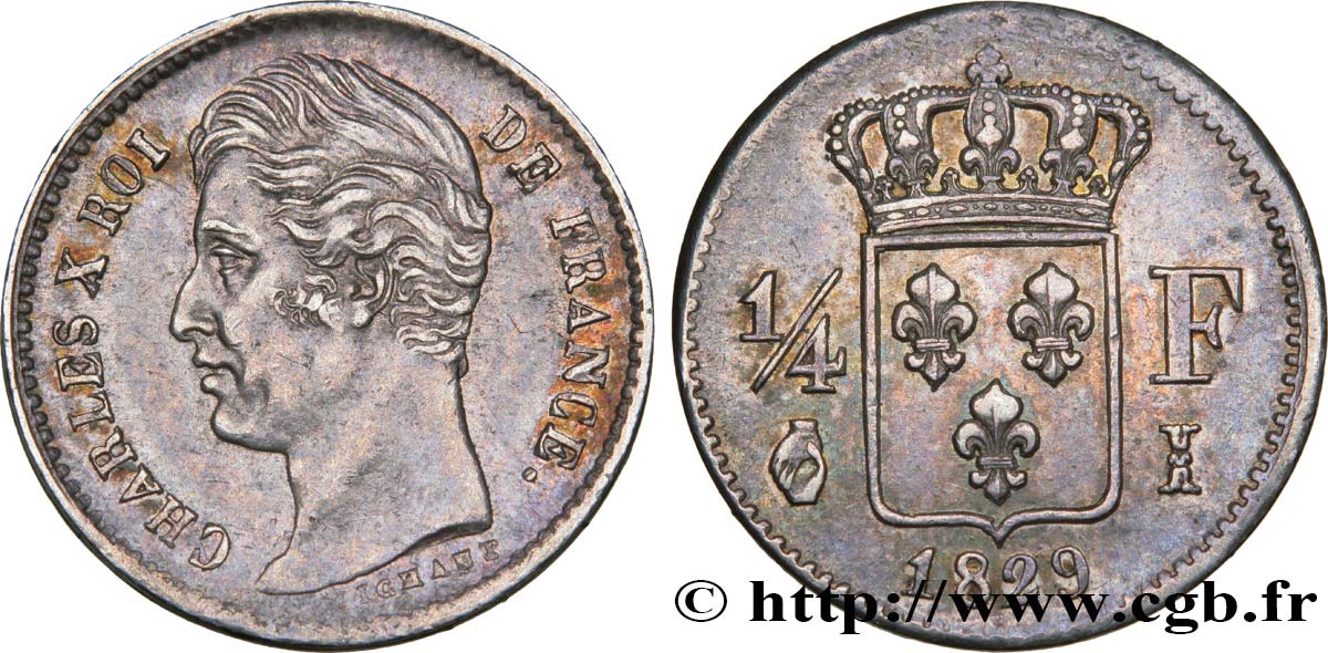 1/4 franc Charles X 1829 Limoges F.164/33 MBC45 