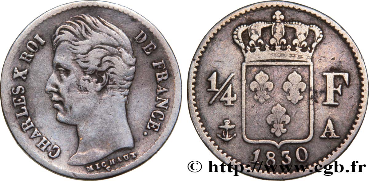 1/4 franc Charles X 1830 Paris F.164/39 MB35 