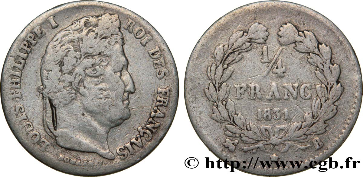 1/4 franc Louis-Philippe 1831 Rouen F.166/2 S25 