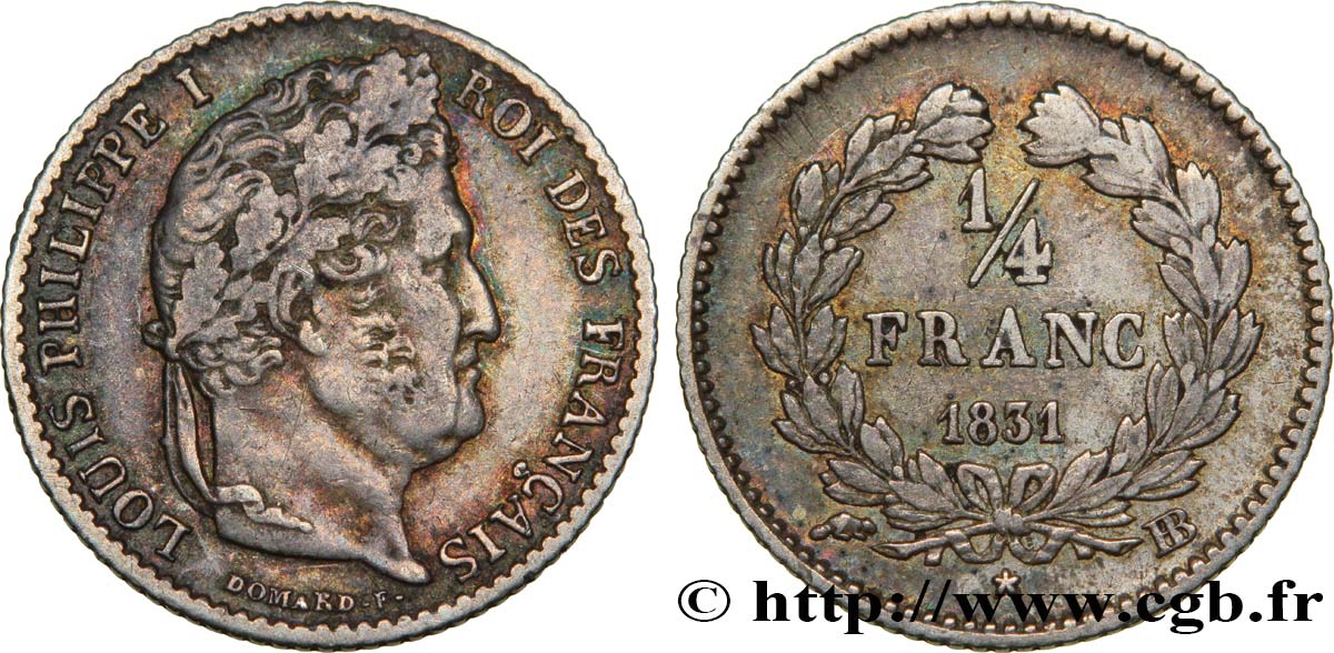 1/4 franc Louis-Philippe 1831 Strasbourg F.166/3 TTB45 