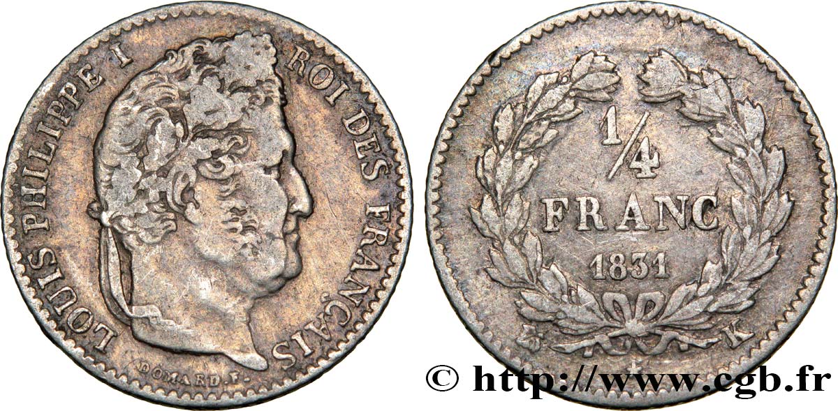 1/4 franc Louis-Philippe 1831 Bordeaux F.166/7 XF40 