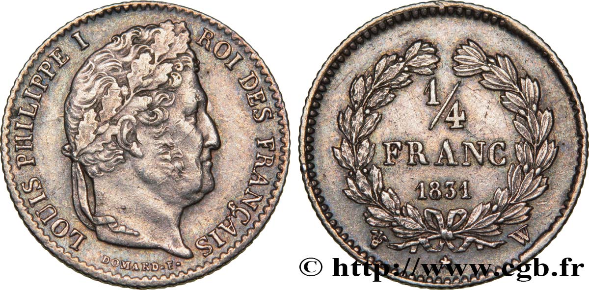 1/4 franc Louis-Philippe 1831 Lille F.166/11 TTB48 