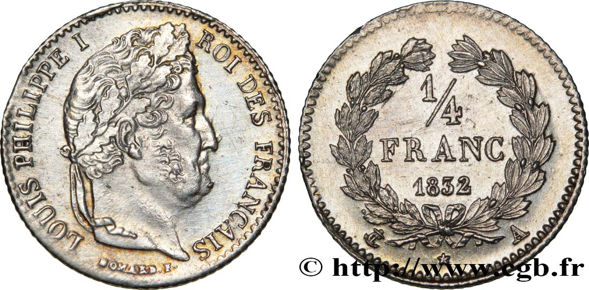1/4 franc Louis-Philippe 1832 Paris F.166/13 SS52 