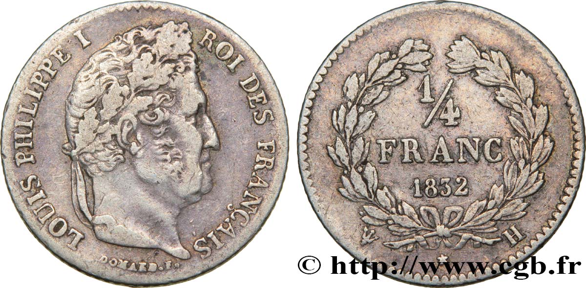 1/4 franc Louis-Philippe 1832 La Rochelle F.166/19 MBC40 
