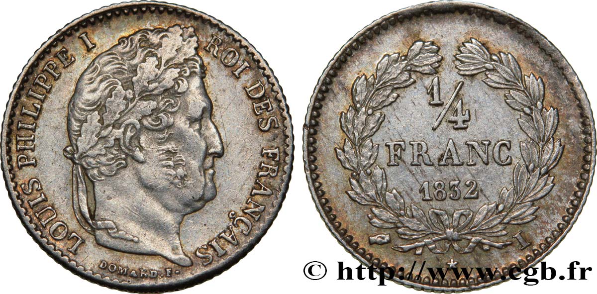 1/4 franc Louis-Philippe 1832 Limoges F.166/20 TTB52 