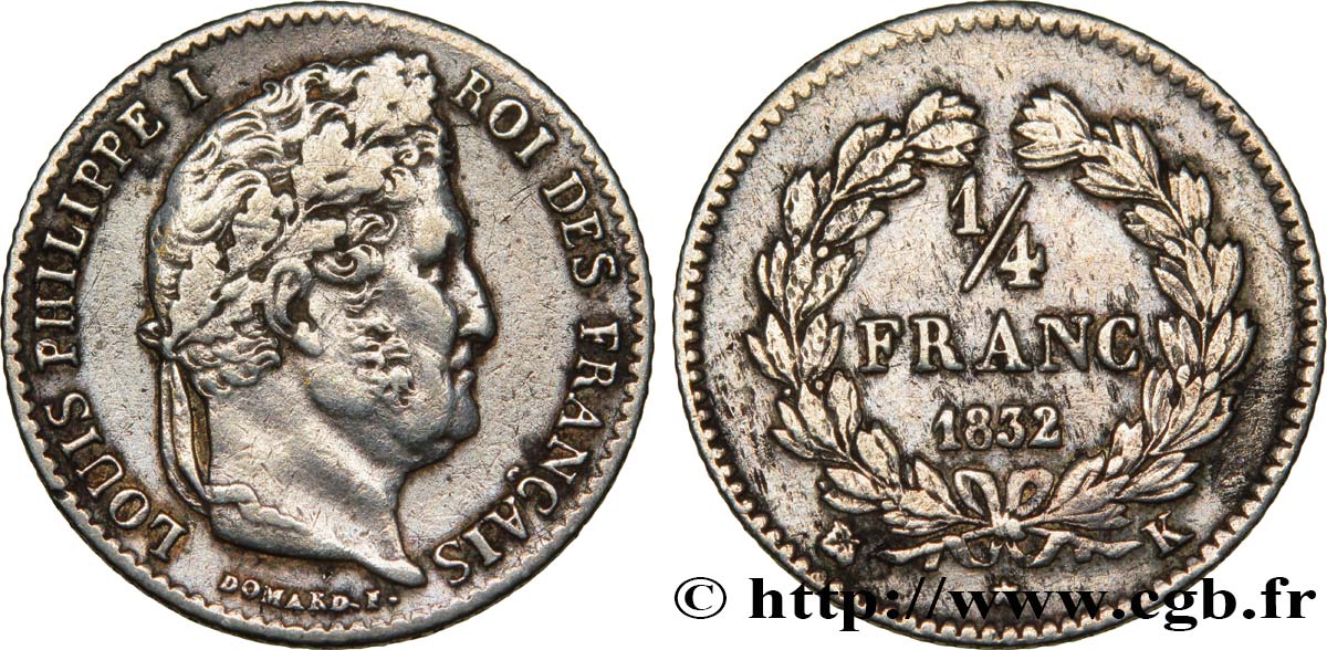 1/4 franc Louis-Philippe 1832 Bordeaux F.166/21 TB30 