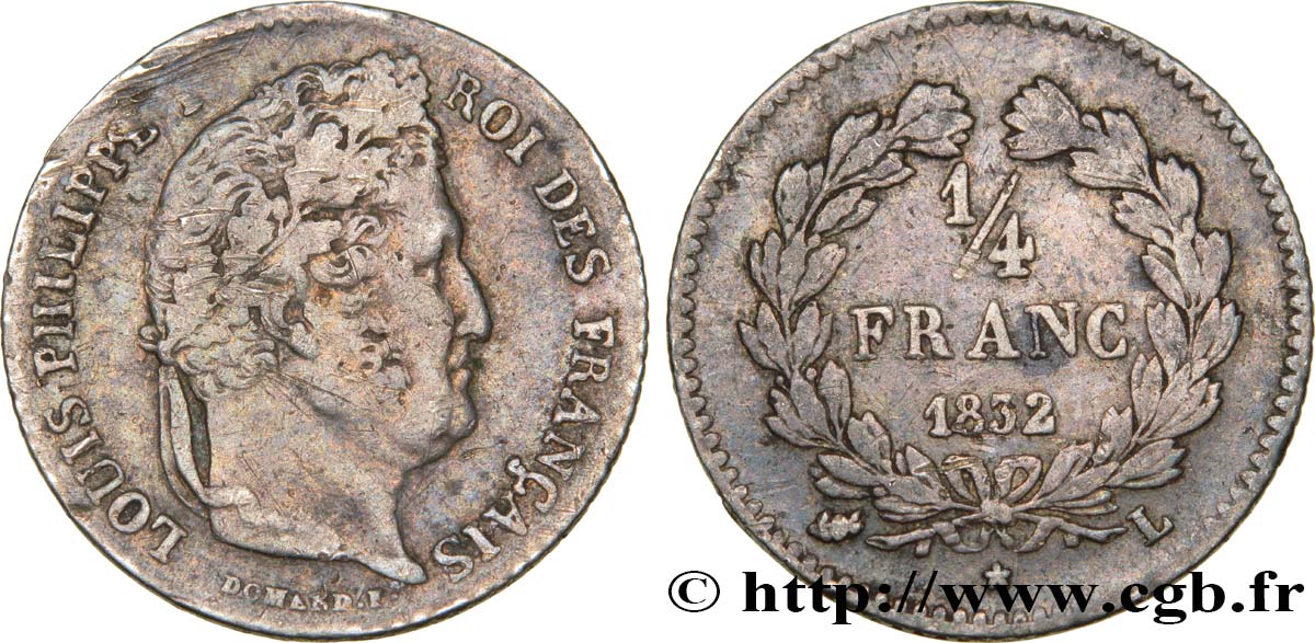 1/4 franc Louis-Philippe 1832 Bayonne F.166/23 TB30 