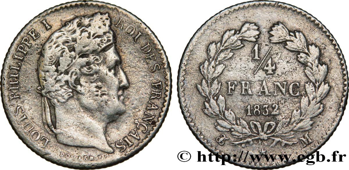 1/4 franc Louis-Philippe 1832 Toulouse F.166/24 TB18 