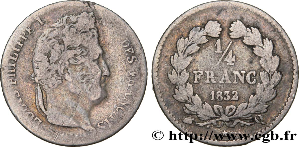 1/4 franc Louis-Philippe 1832 Perpignan F.166/26 MB15 