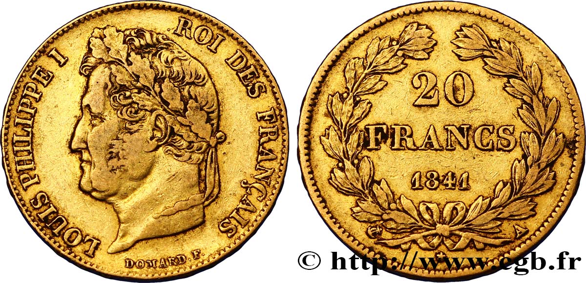 20 francs or Louis-Philippe, Domard 1841 Paris F.527/25 TTB45 