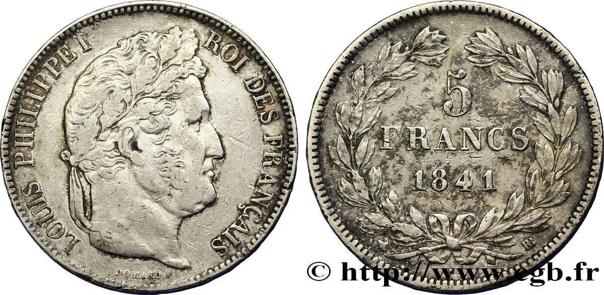 5 francs IIe type Domard 1841 Strasbourg F.324/92 TTB40 
