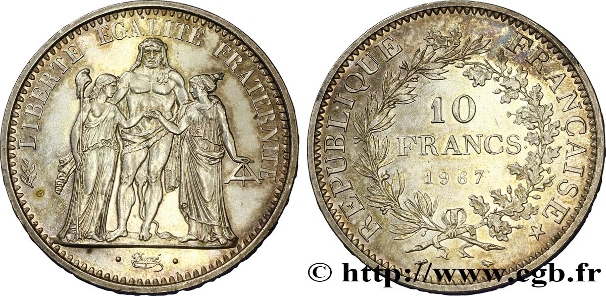 10 francs Hercule, accent sur le E de REPUBLIQUE 1967  F.364/6 SPL58 