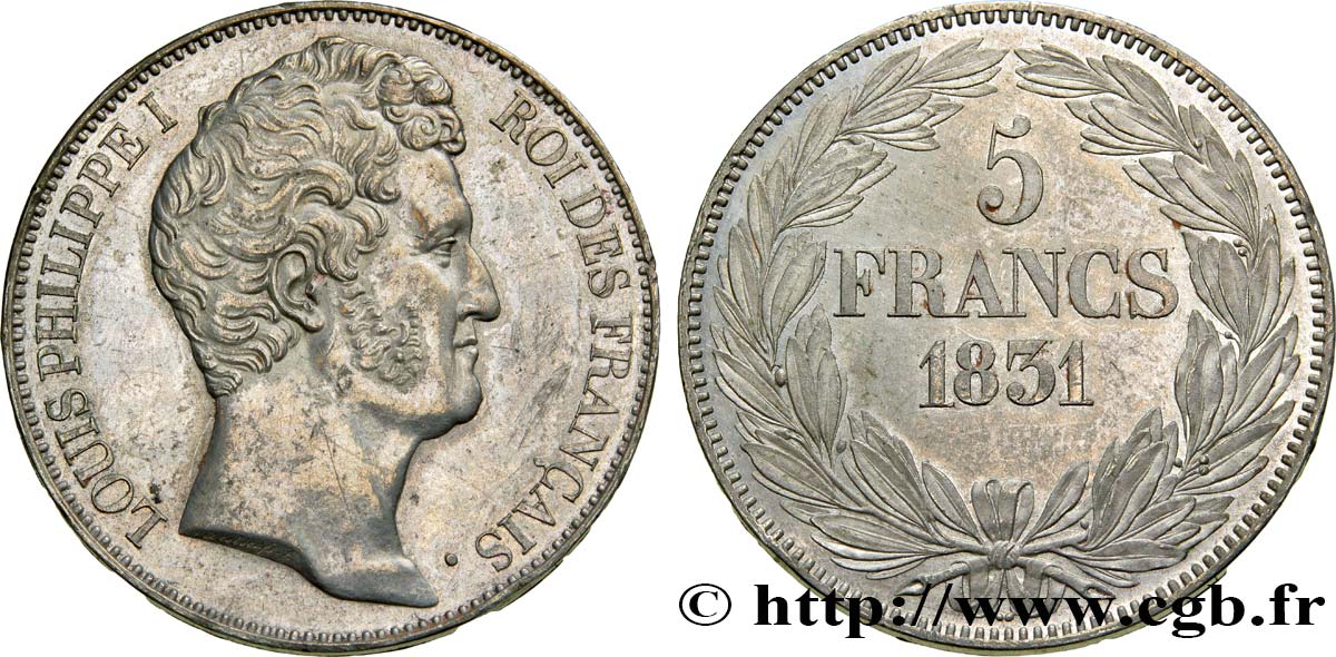 Essai de 5 francs en étain par Desbœufs 1831 Paris VG.2765  MS63 