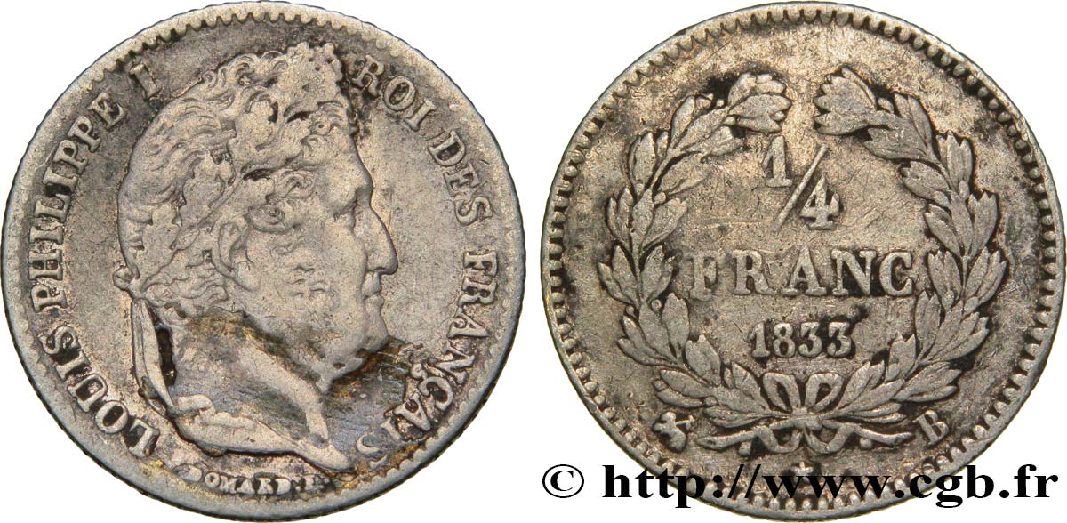 1/4 franc Louis-Philippe 1833 Rouen F.166/31 S30 