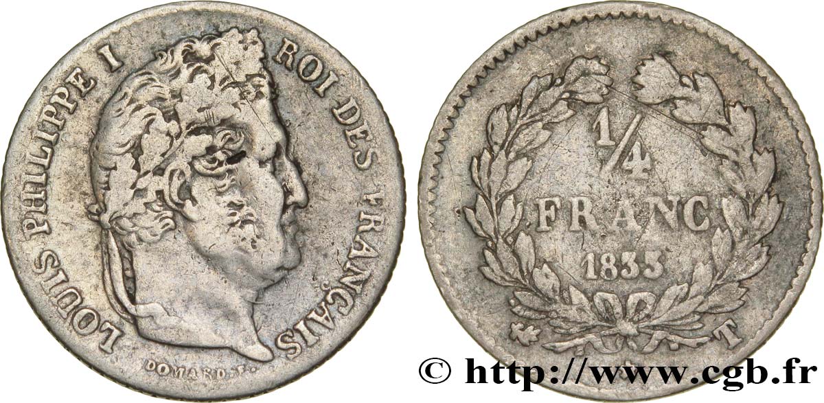 1/4 franc Louis-Philippe 1833 Nantes F.166/35 TB35 