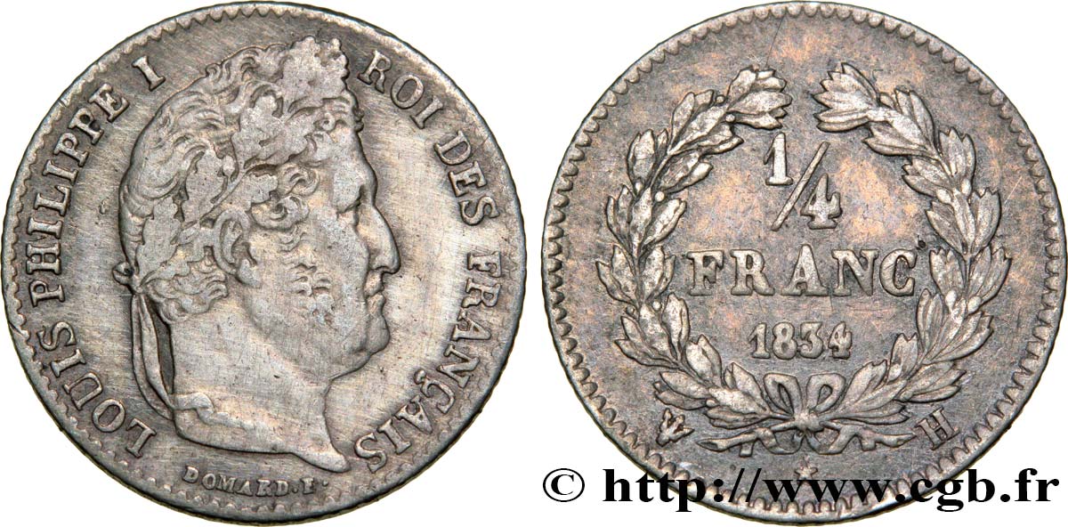 1/4 franc Louis-Philippe 1834 La Rochelle F.166/41 XF40 