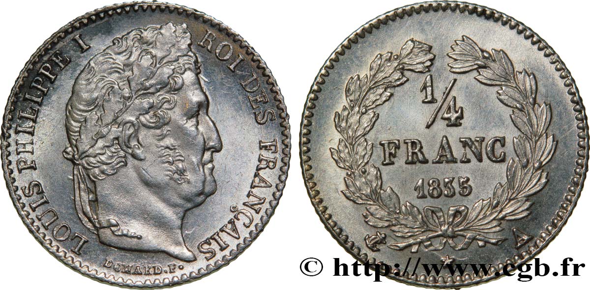 1/4 franc Louis-Philippe 1835 Paris F.166/49 SPL58 