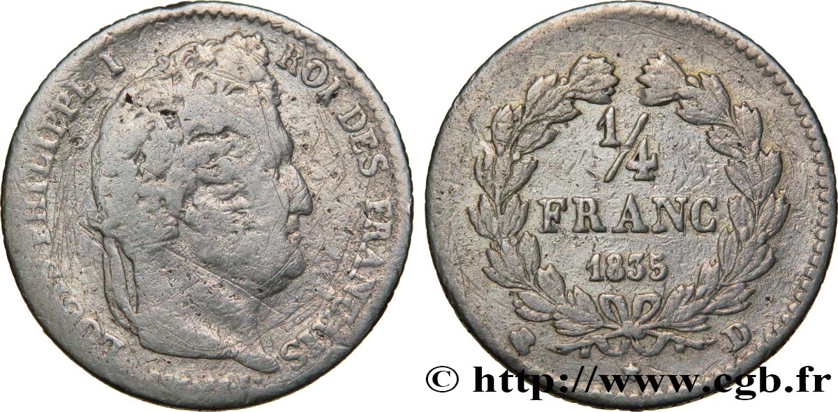 1/4 franc Louis-Philippe 1835 Lyon F.166/52 B12 