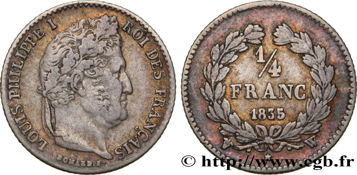 1/4 franc Louis-Philippe 1835 Lille F.166/57 SS45 