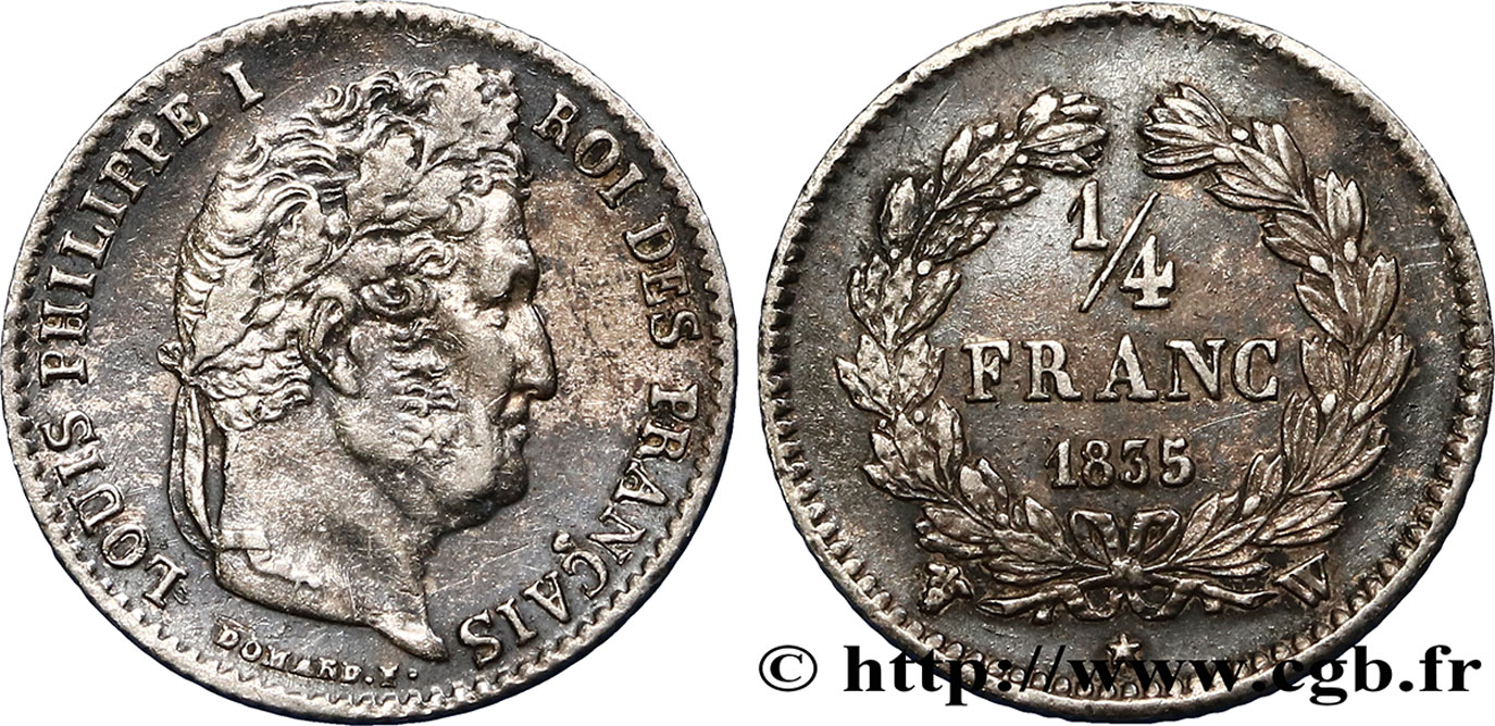 1/4 franc Louis-Philippe 1835 Lille F.166/58 XF45 