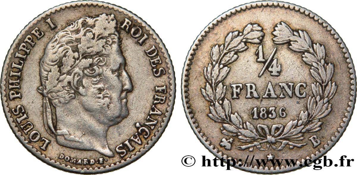 1/4 franc Louis-Philippe 1836 Rouen F.166/60 TTB45 