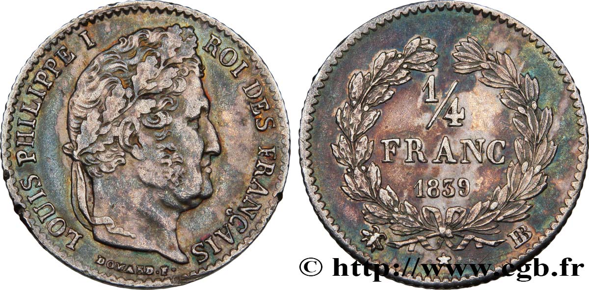 1/4 franc Louis-Philippe 1839 Strasbourg F.166/76 TTB48 