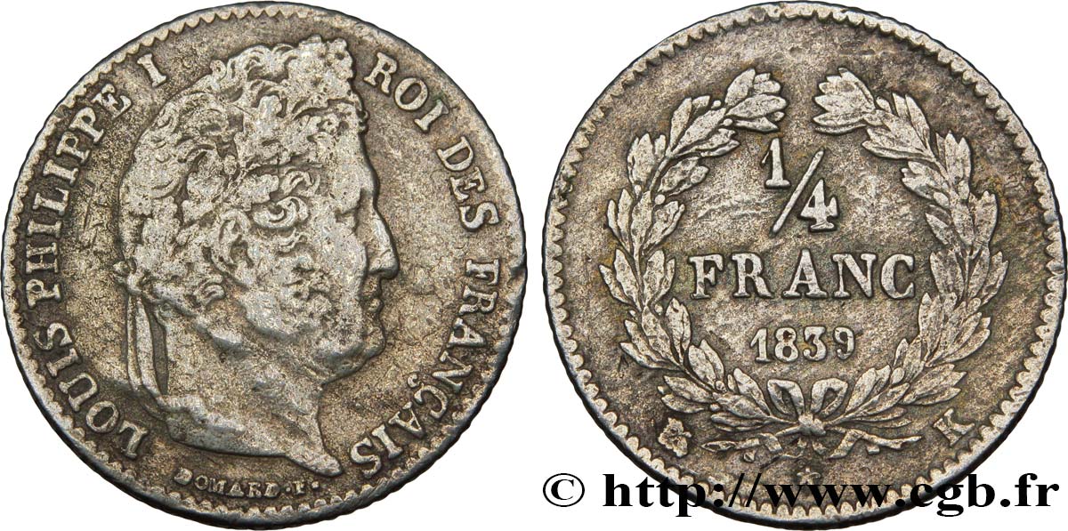 1/4 franc Louis-Philippe 1839 Bordeaux F.166/78 BC 