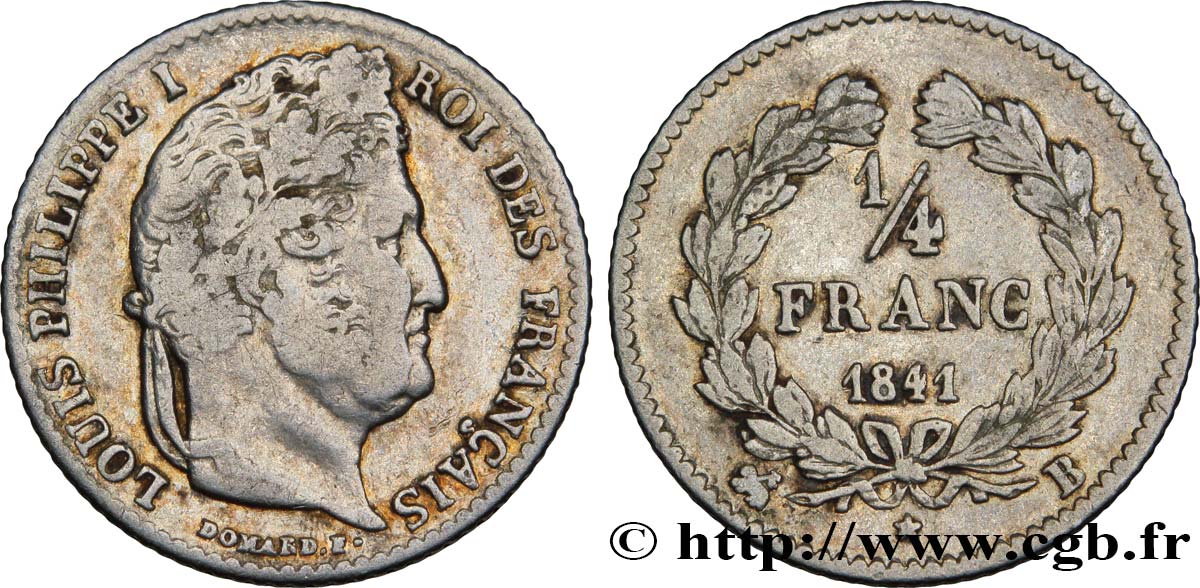 1/4 franc Louis-Philippe 1841 Rouen F.166/86 VF22 