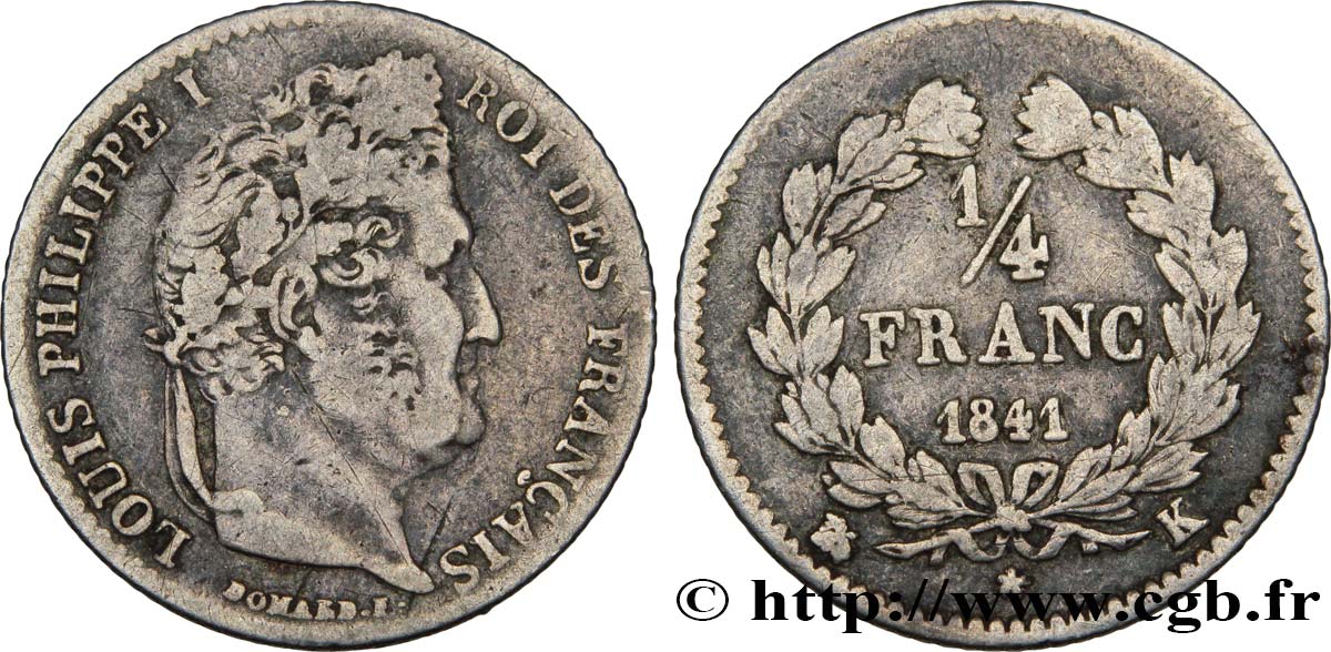 1/4 franc Louis-Philippe 1841 Bordeaux F.166/87 TB28 