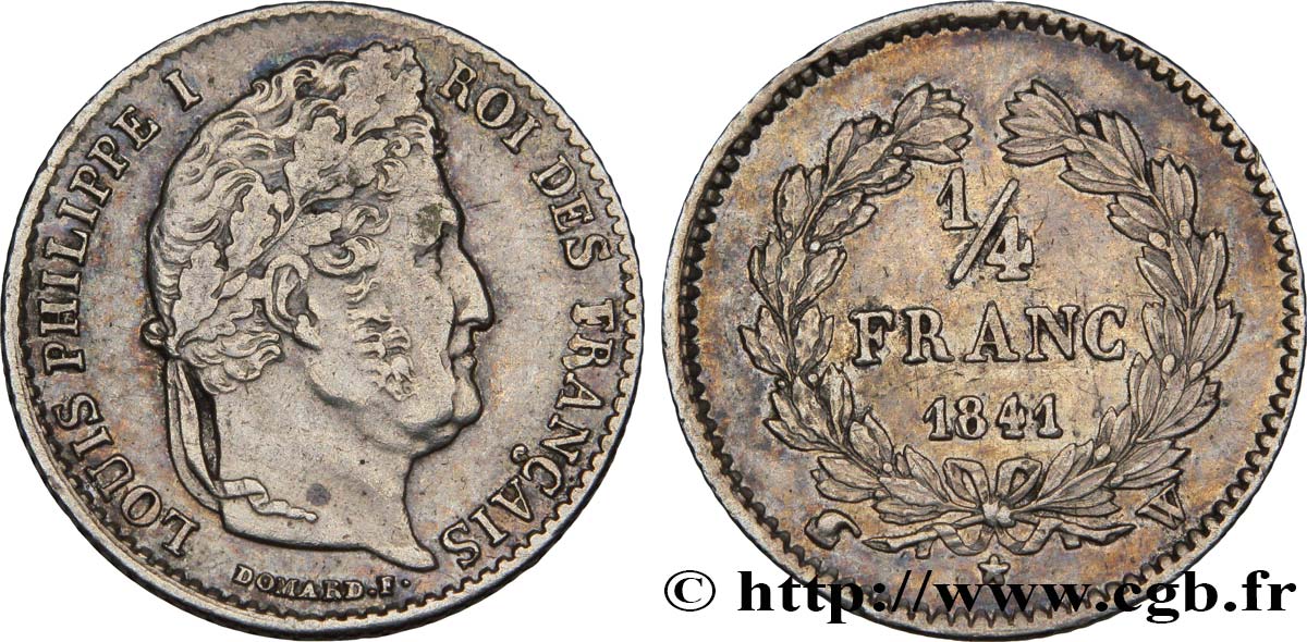 1/4 franc Louis-Philippe 1841 Lille F.166/88 AU52 