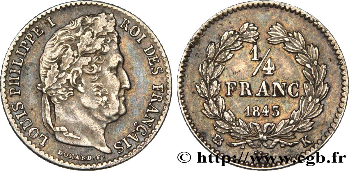 1/4 franc Louis-Philippe 1843 Bordeaux F.166/95 SS50 