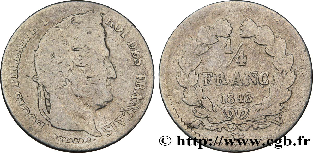 1/4 franc Louis-Philippe 1843 Lille F.166/96 SGE12 