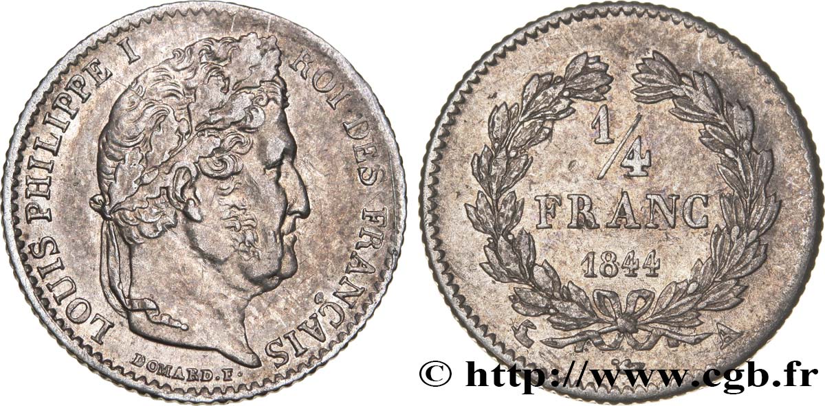 1/4 franc Louis-Philippe 1844 Paris F.166/97 XF48 