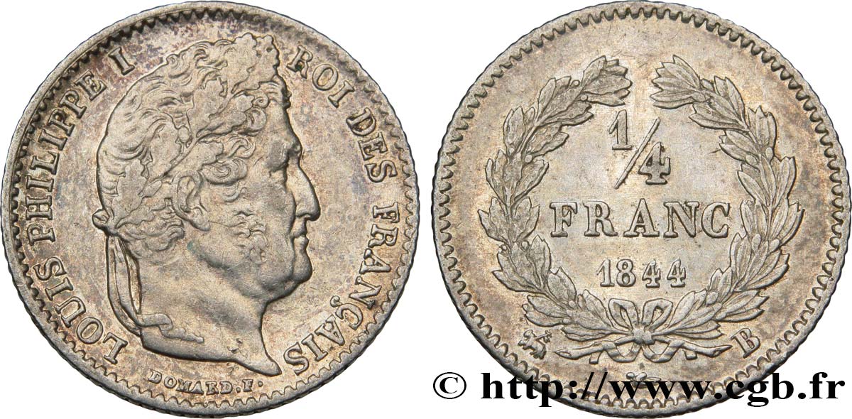 1/4 franc Louis-Philippe 1844 Rouen F.166/98 XF45 