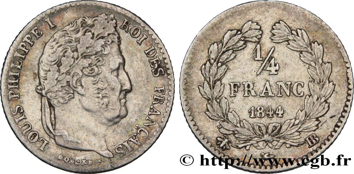 1/4 franc Louis-Philippe 1844 Strasbourg F.166/99 TTB40 