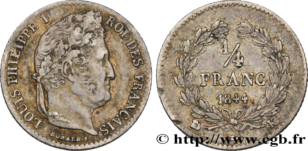 1/4 franc Louis-Philippe 1844 Bordeaux F.166/100 MBC45 