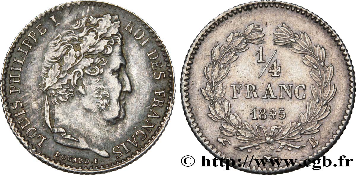 1/4 franc Louis-Philippe 1845 Rouen F.166/103 MBC50 