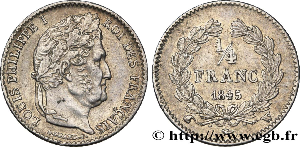 1/4 franc Louis-Philippe 1845 Lille F.166/104 TTB48 