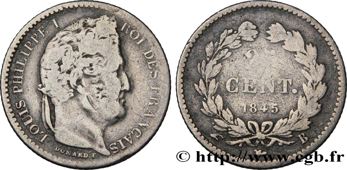 25 centimes Louis-Philippe 1845 Rouen F.167/1 BC25 