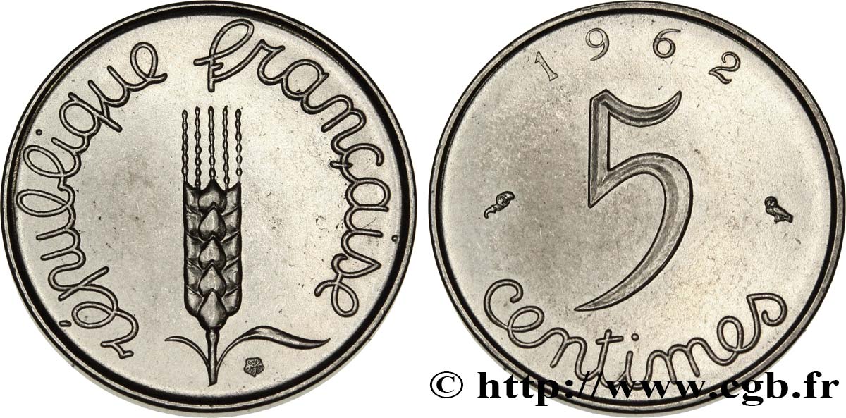 5 centimes Épi 1962  F.124/4 SUP60 
