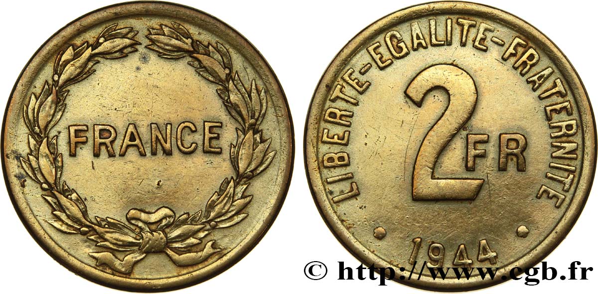 2 francs France 1944  F.271/1 TTB45 